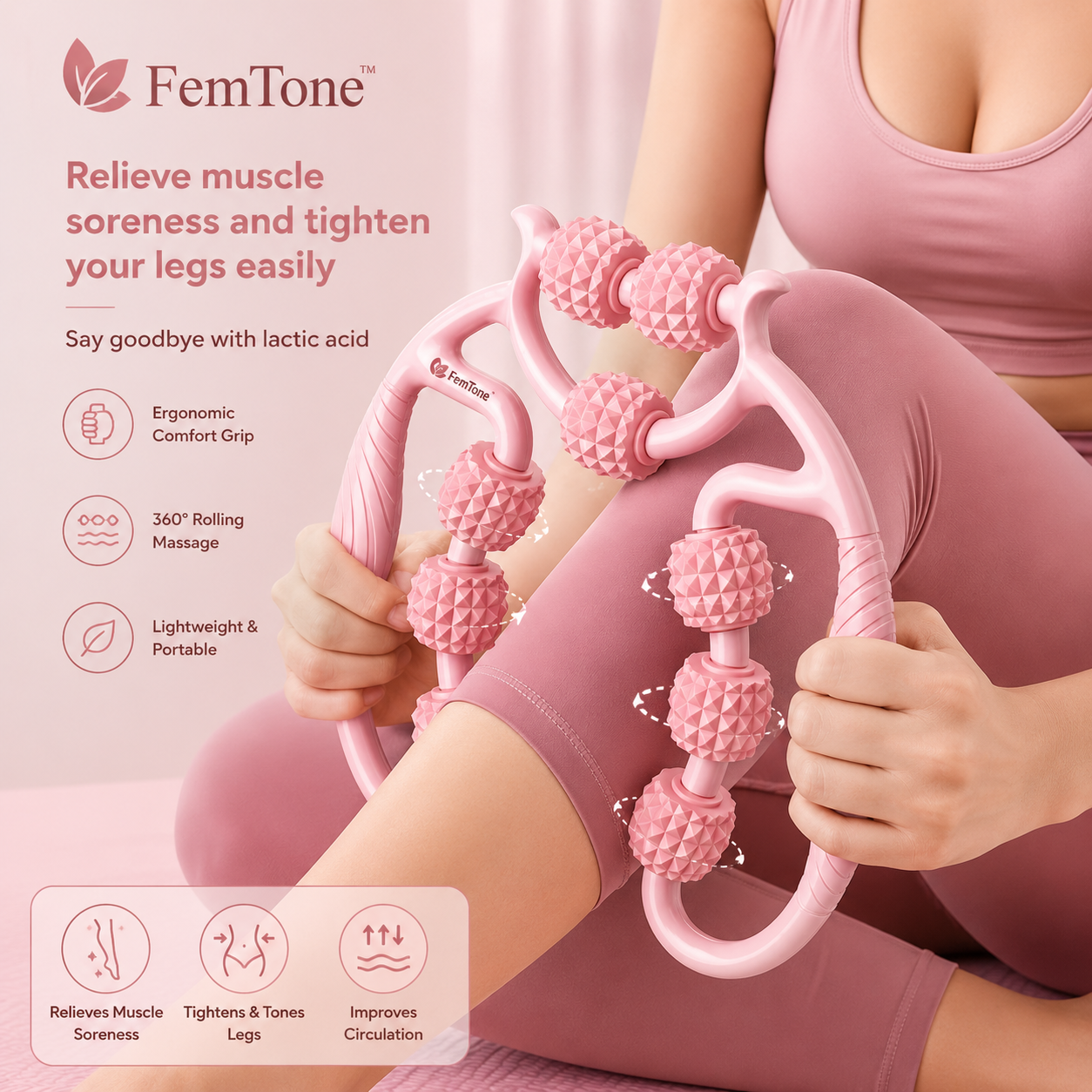 FemRoll™ 9-Wheel Cellulite & Muscle Recovery Roller