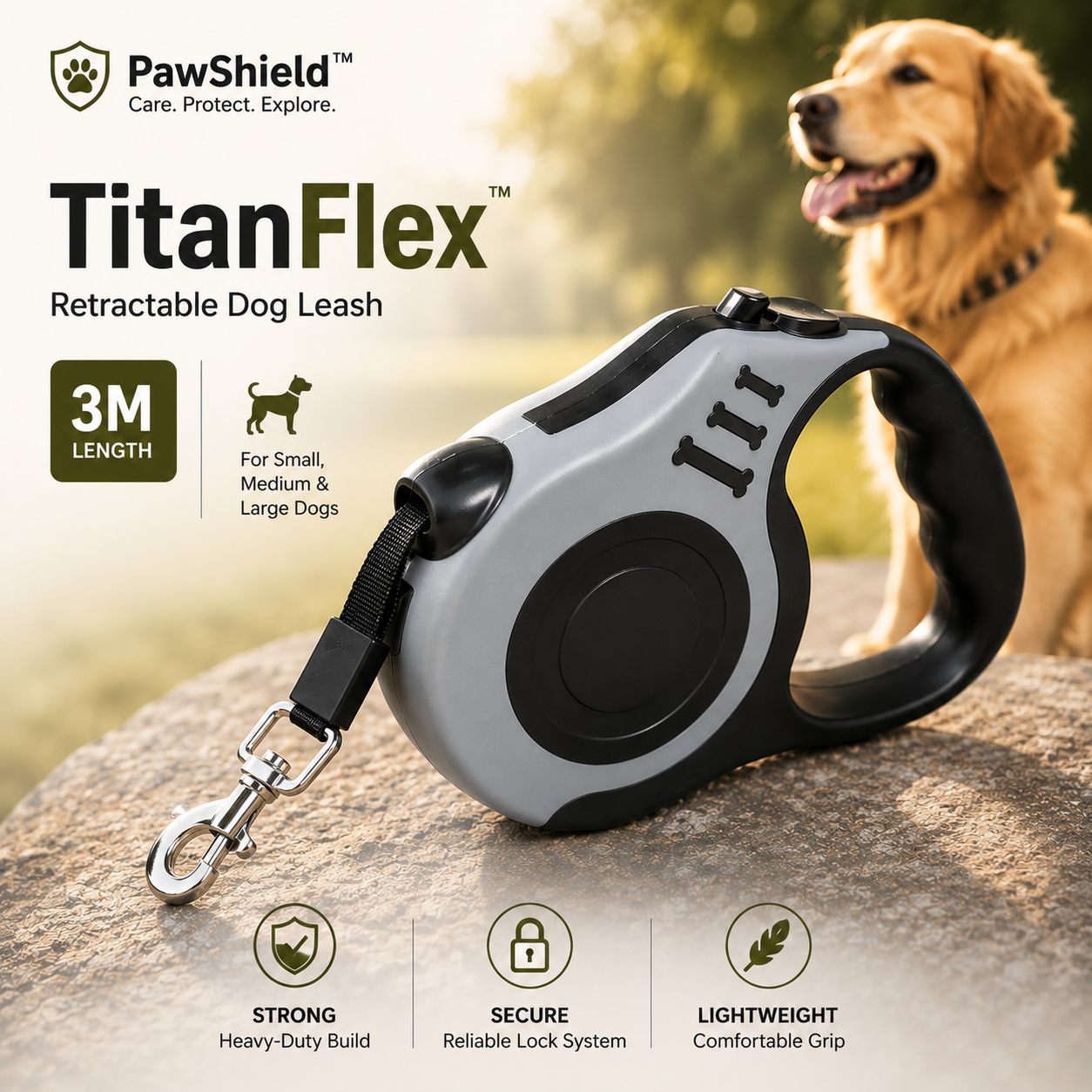 PawShield™ TitanFlex Heavy-Duty Retractable Dog Leash