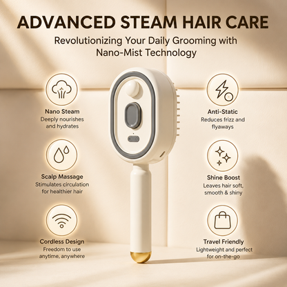 SteamGlow™ 5-in-1 Nano Mist Hair Therapy Brush