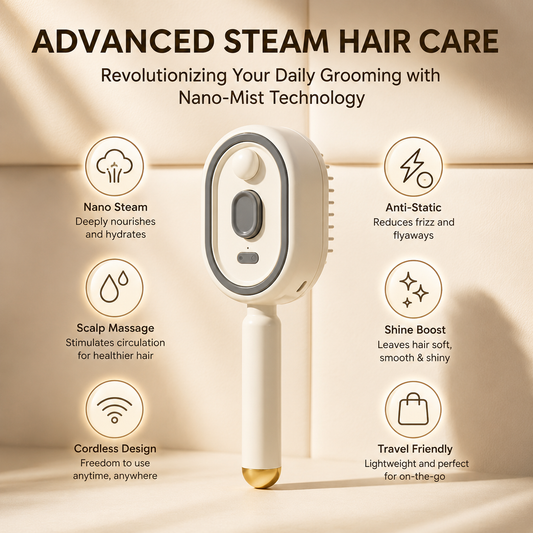 SteamGlow™ 5-in-1 Nano Mist Hair Therapy Brush